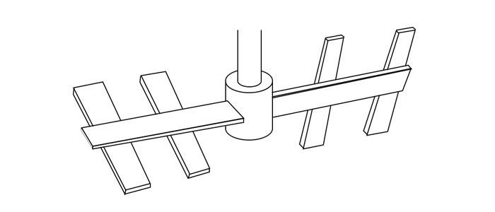 Deformed paddle impeller Deformed paddle impeller